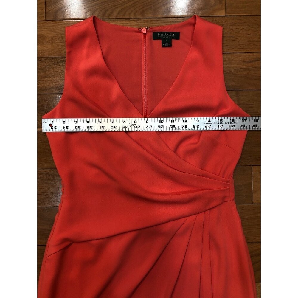 Lauren Ralph Lauren Sleeveless Wrap Front Orange Sheath Dress Size 6 - Picture 7 of 8